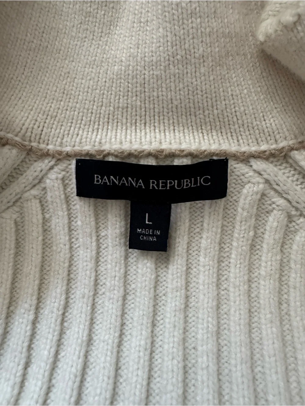 Theory Cream Ribbed Zip-Front Sweater - Banana Republic